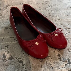 Tory Burch Cherry Red Patent Leather Flats